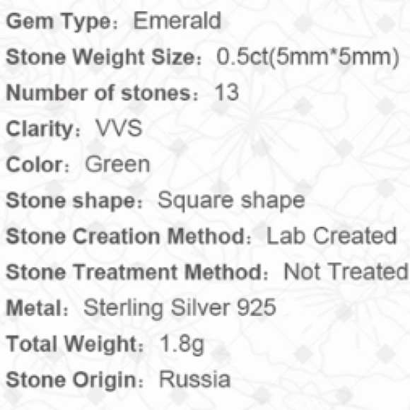 Sterling Silver CZ Square Green Emerald Ring π - Picture 8 of 8