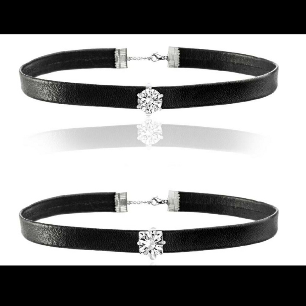 💯Vegan leather Chokers with Swarovski elements