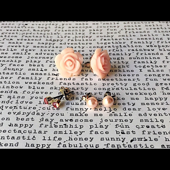 Pink earring studs,  set of 3 - Picture 1 of 2