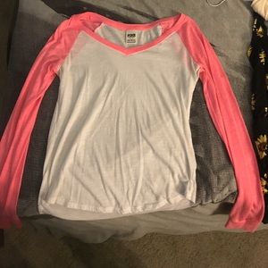 Pink/white baseball t