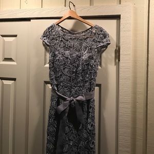 Silver blue Adrianna Papell lace dress