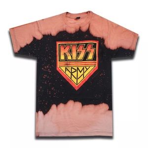 Vintage Kiss Army Logo Bleached Tee Shirt