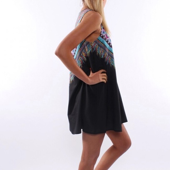 🎉2xHP🎉Bohemian Chiffon Tank Mini Beach Dress - Picture 2 of 4