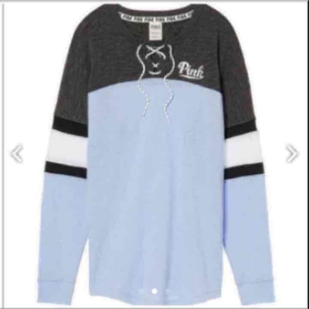 🌸1 HR SALE🌸VS PINK Laced Up varsity crew - Picture 3 of 4
