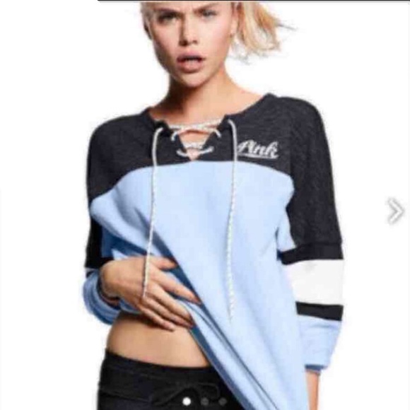 PINK Victoria's Secret Tops - 🌸1 HR SALE🌸VS PINK Laced Up varsity crew
