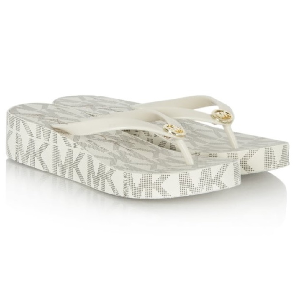 Bedford White Logo Toe Post Platform Flip Flop 9