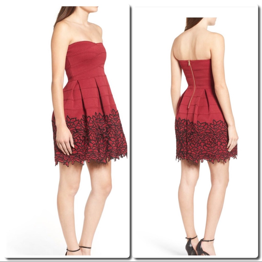 Red Strapless  Mini Dress - Picture 2 of 3