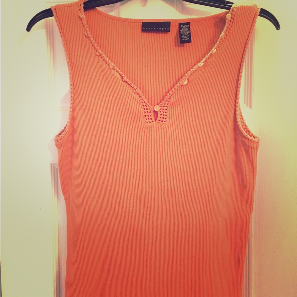 ‼️SALE! 💥 Apostrophe Orange Tank Top size Lg.‼️