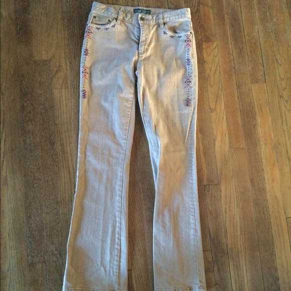 Sz 4 Ralph Lauren Southwestern Beaded Khaki Jeans - Picture 3 of 7