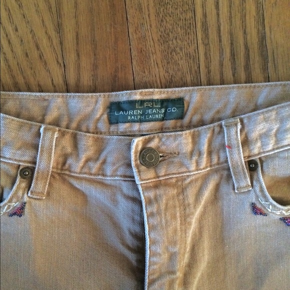 Sz 4 Ralph Lauren Southwestern Beaded Khaki Jeans - Picture 4 of 7