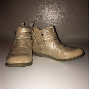 Buckled gold booties