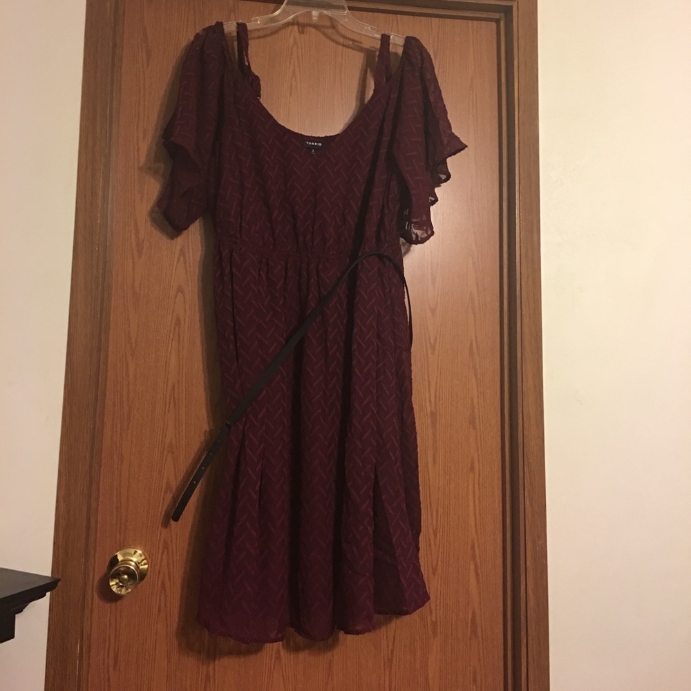Chiffon Cold Shoulder Skater Dress