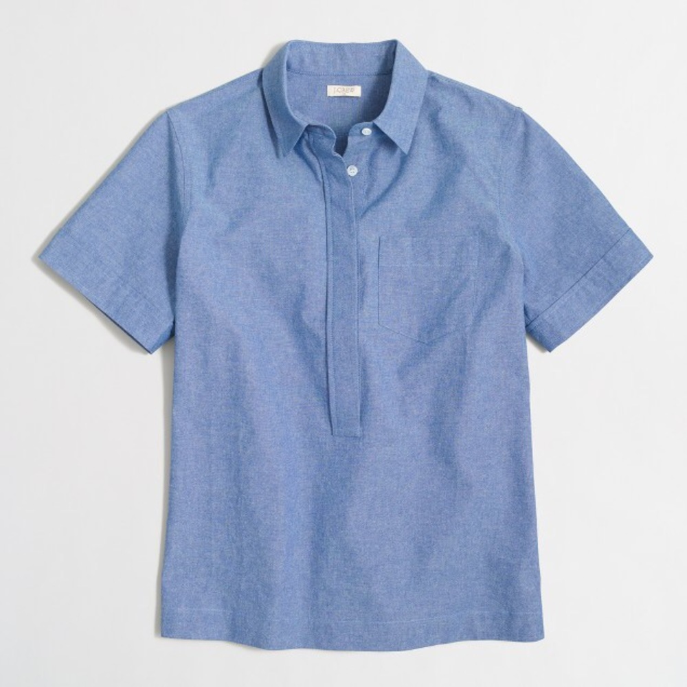 Short-sleeve chambray popover shirt in boy fit