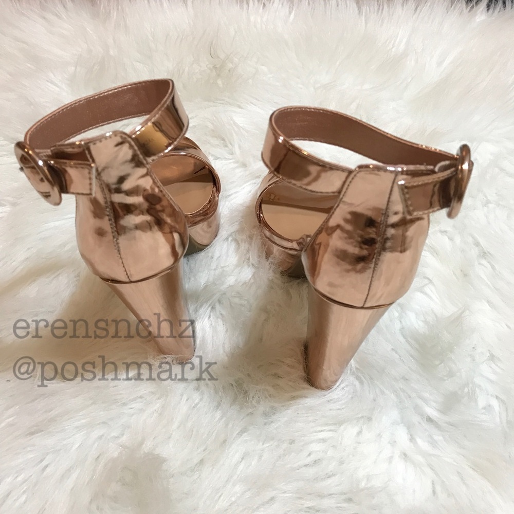 ROSE GOLD β¨π Metallic Platform Heel Sandals PROM - Picture 2 of 3