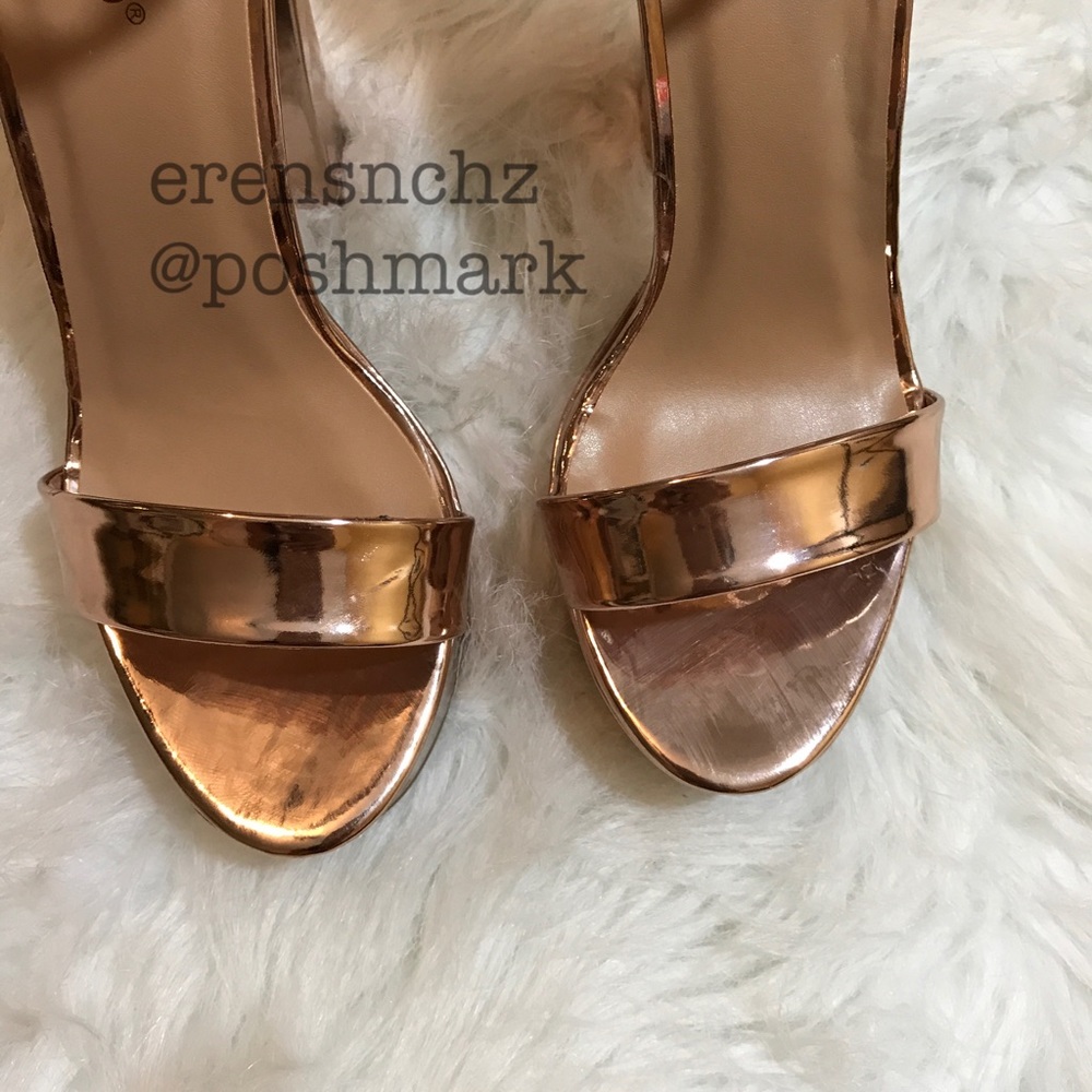 ROSE GOLD β¨π Metallic Platform Heel Sandals PROM - Picture 3 of 3