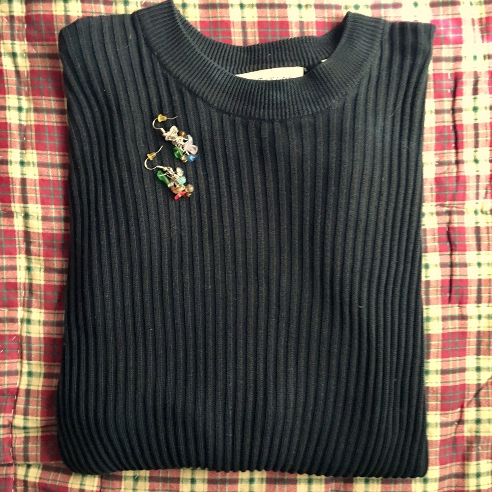Ann Taylor Silk Vintage Long Sleeve Ribbed Sweater