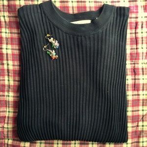 Ann Taylor Silk Vintage Long Sleeve Ribbed Sweater