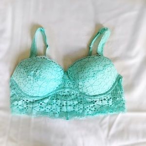 VS PINK Eyelash Lace Bralette in Light Blue