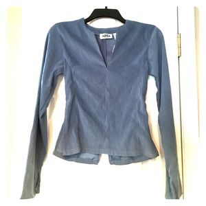 NWT Suede like blue long sleeve blouse