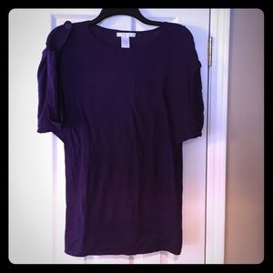 NWOT long deep purple short sleeve sweater.