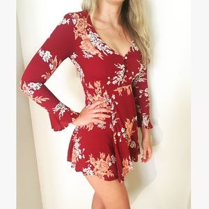 Privacy Please Red Floral Mini Dress