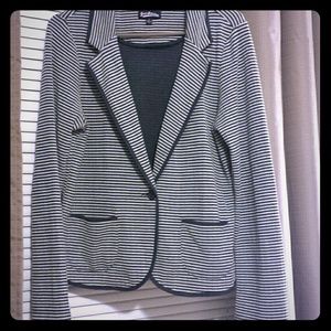 Navy and White Stripe Stretch Blazer