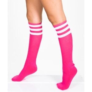 💕 American Apparel Knee-high pink striped socks