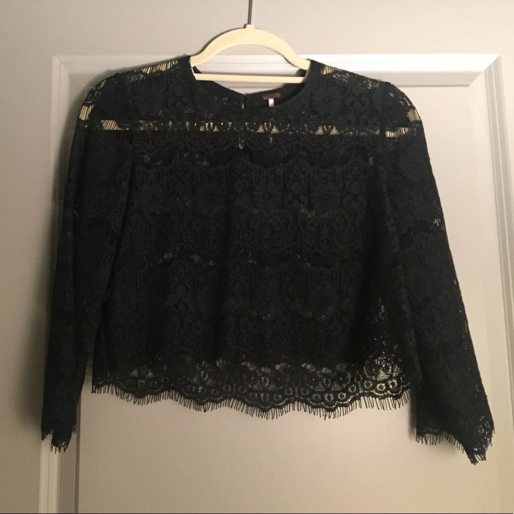 Black Lace Crop Top