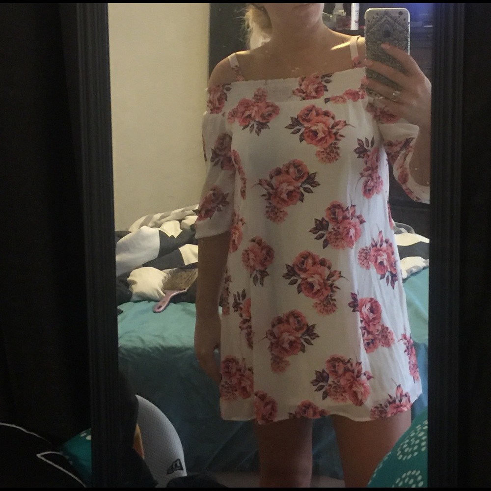 White and pink floral dress
