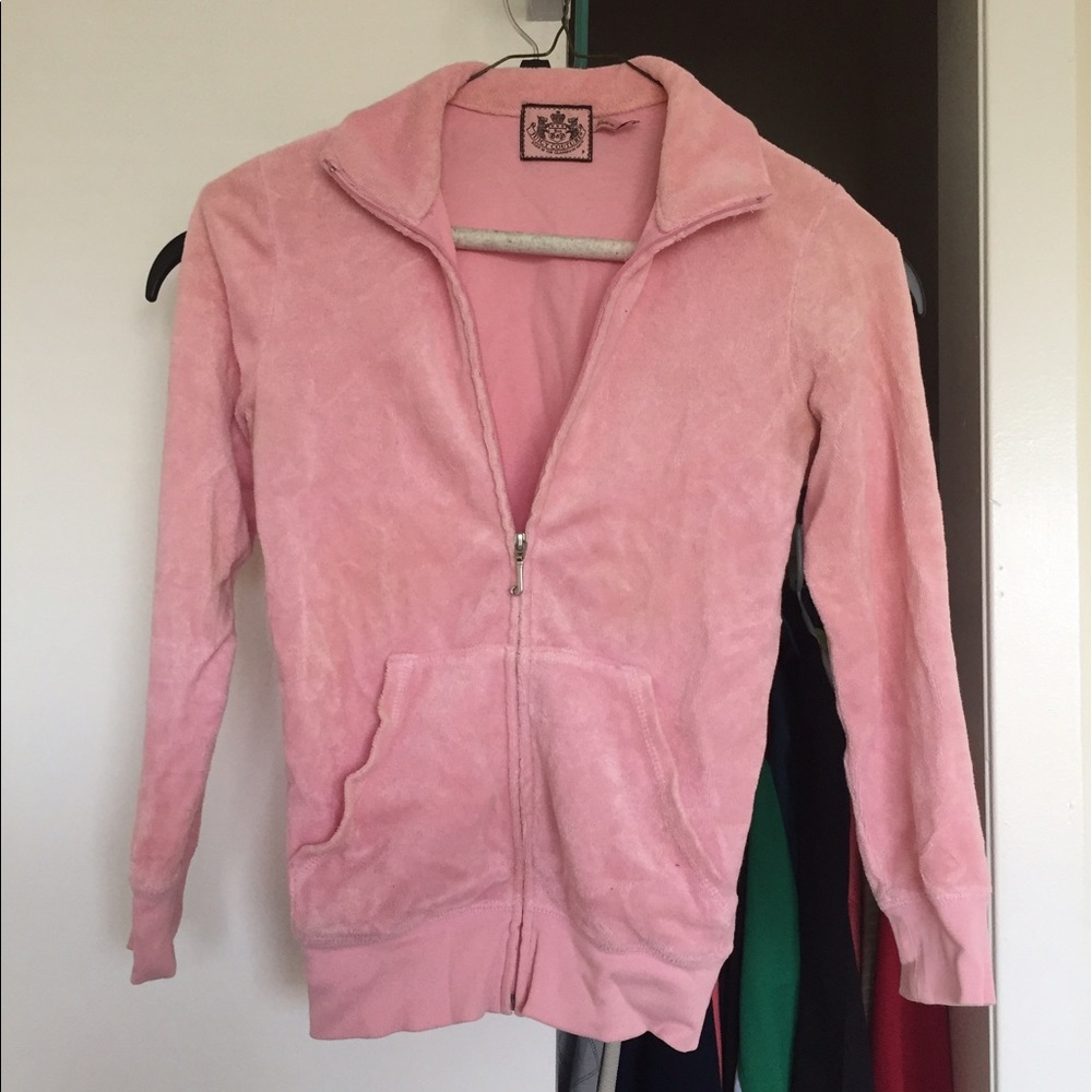 Juicy couture pink terry cloth petite zip up
