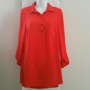 Red Tunic Blouse with front pocket