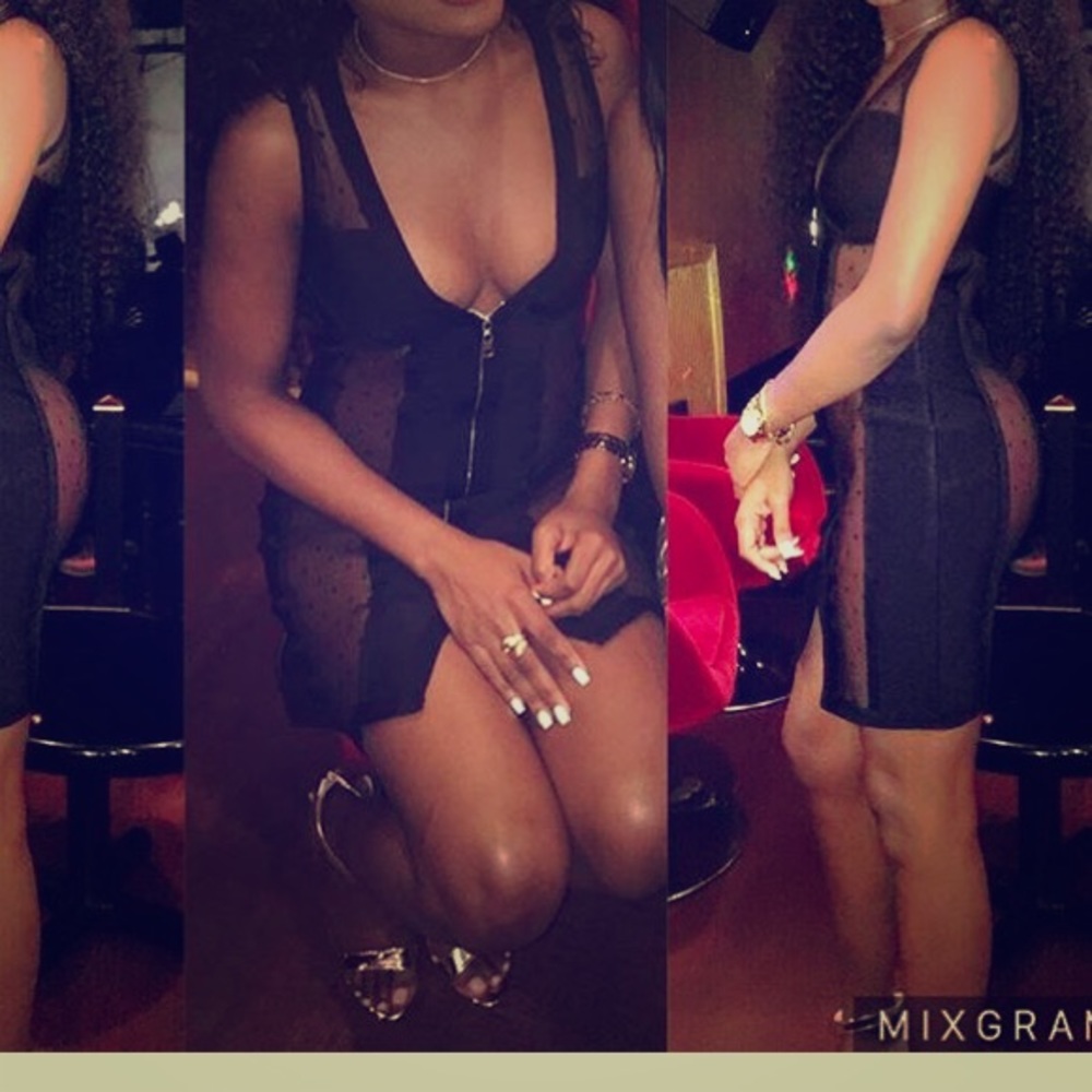 Black lace side & back dress