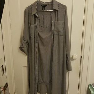 Blue and white stripped slip dress