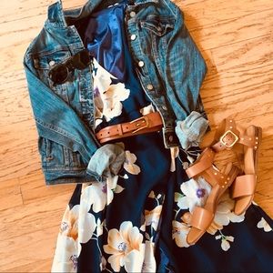 Navy Blue Floral Dress