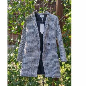 Adorable black & white mix houndstooth trench coat