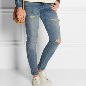 CURRENT/ELLIOTT distressed straight-leg jeans