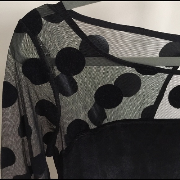 BNWT BCBG dress black sheer polka dot, body con, S - Picture 2 of 4