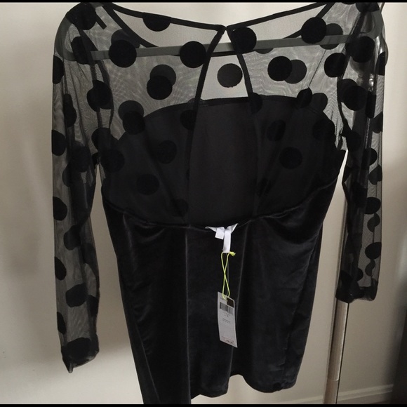 BNWT BCBG dress black sheer polka dot, body con, S - Picture 4 of 4