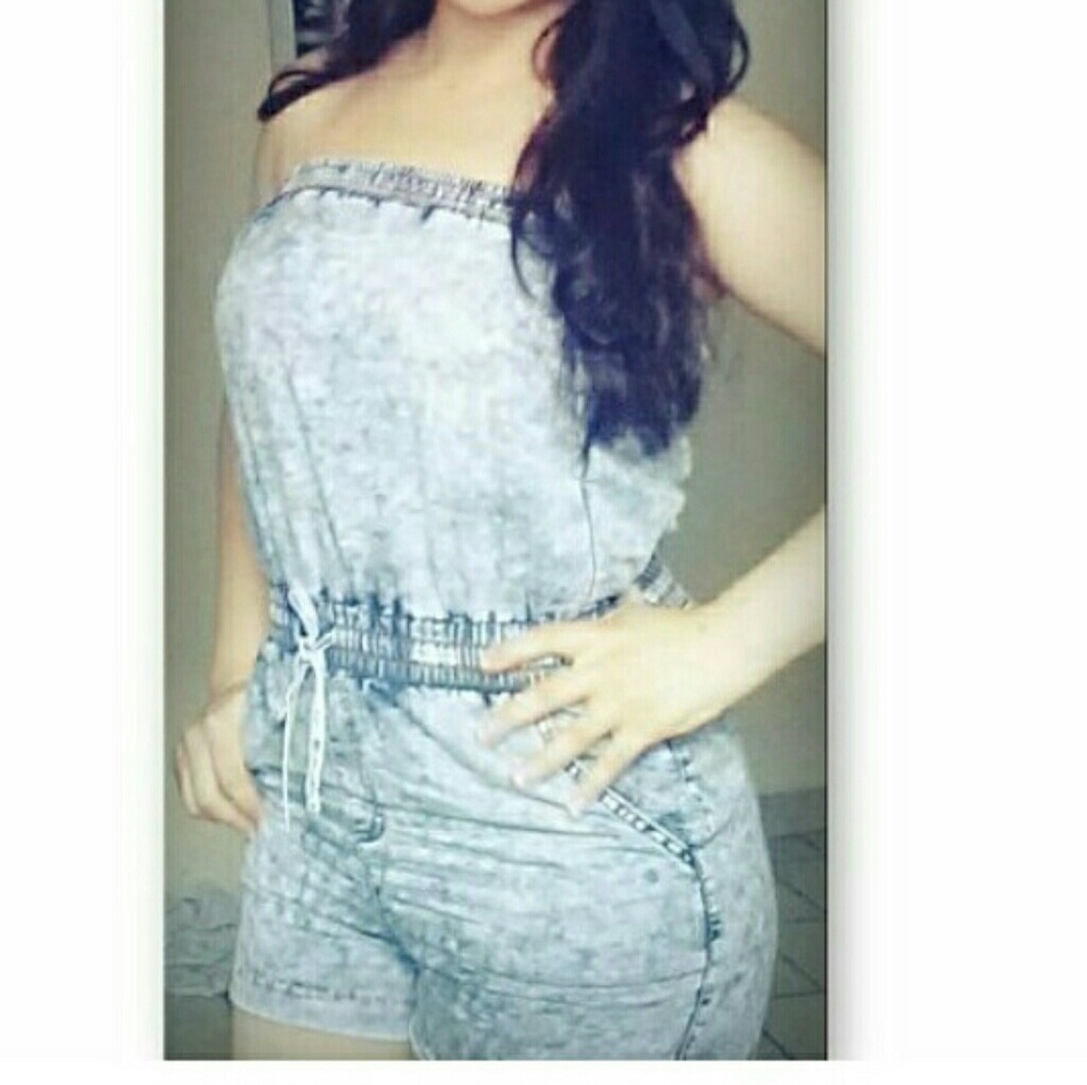 Cute denim romper