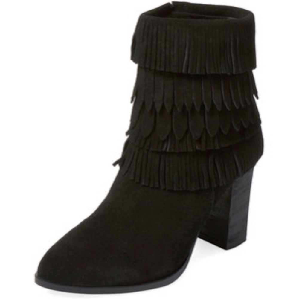 Catherine Malandrino Black Domenica Fringe Boots