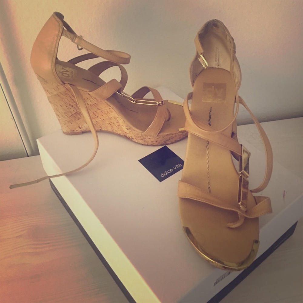 Dolce Vita gold wedges