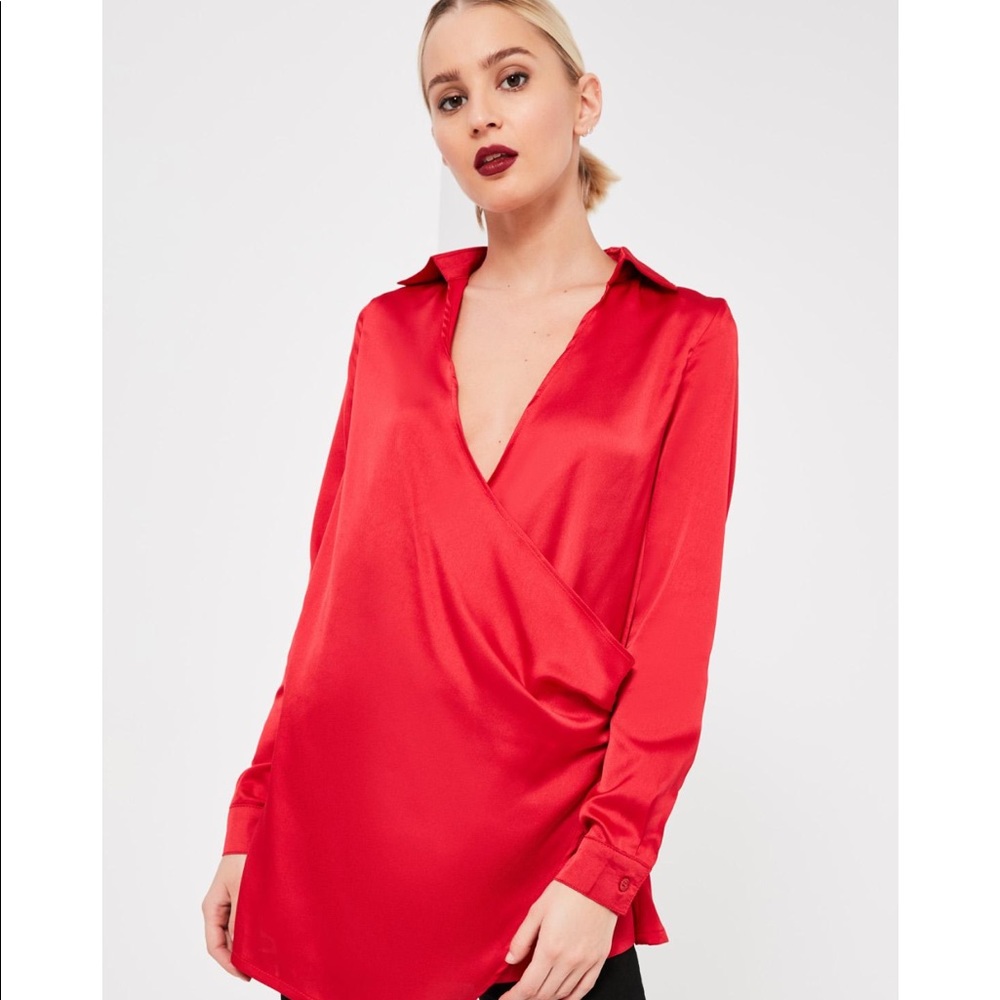 New without tag Red satin blouse