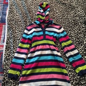 Little girls sweater dress with hoodie