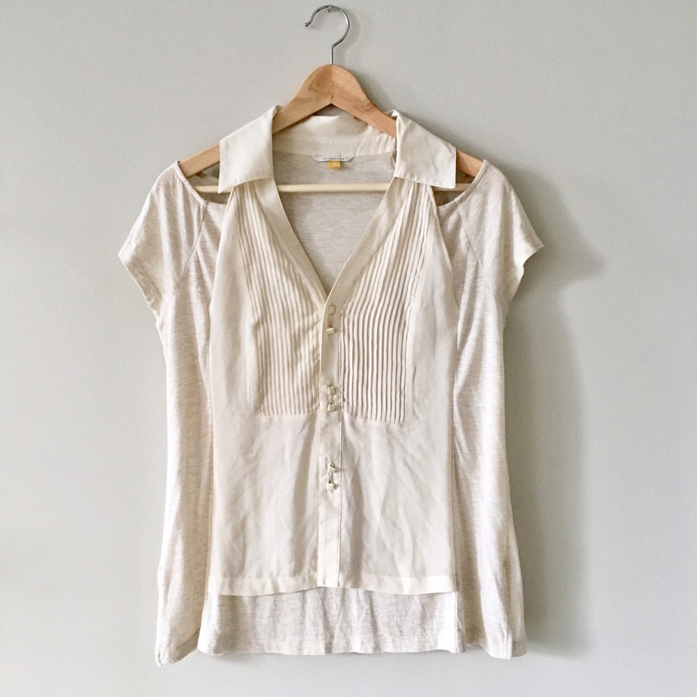 NWOT! Leifsdottir Cold Shoulder Button Front Top