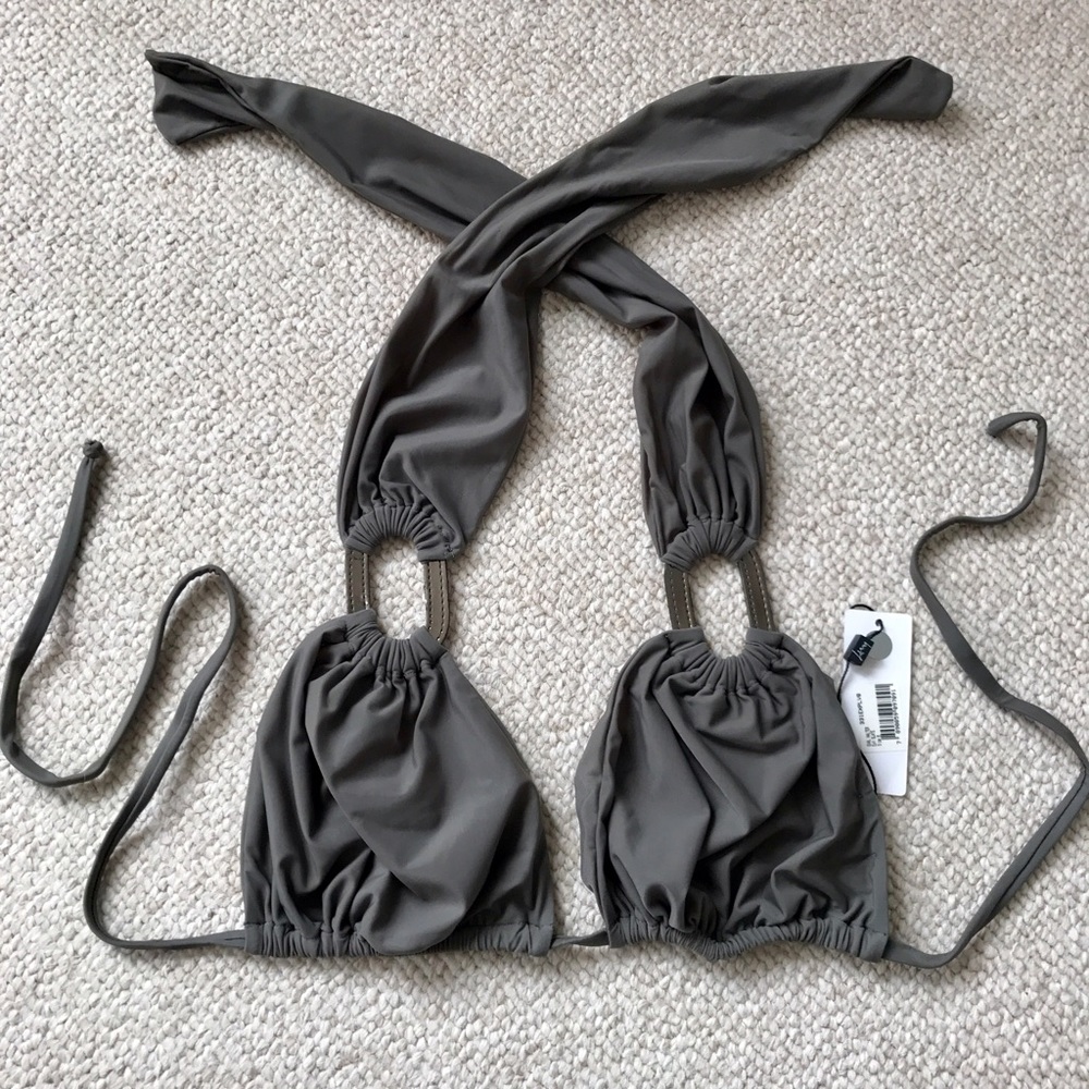 Lenny Niemeyer gray bikini with faux patent ring