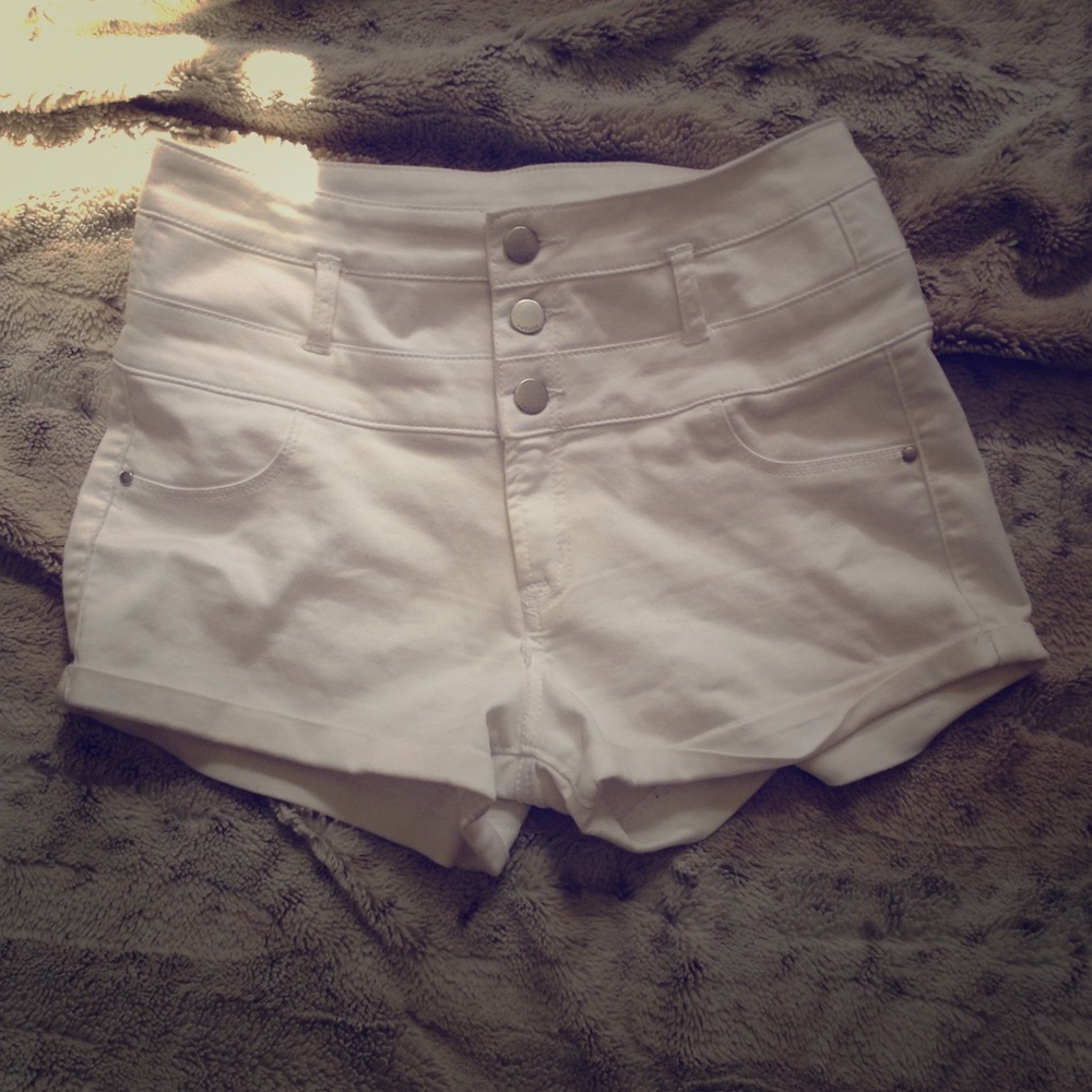 White Hi-Waisted Short Shorts