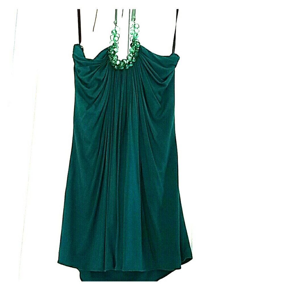 Emerald green, jeweled halter top