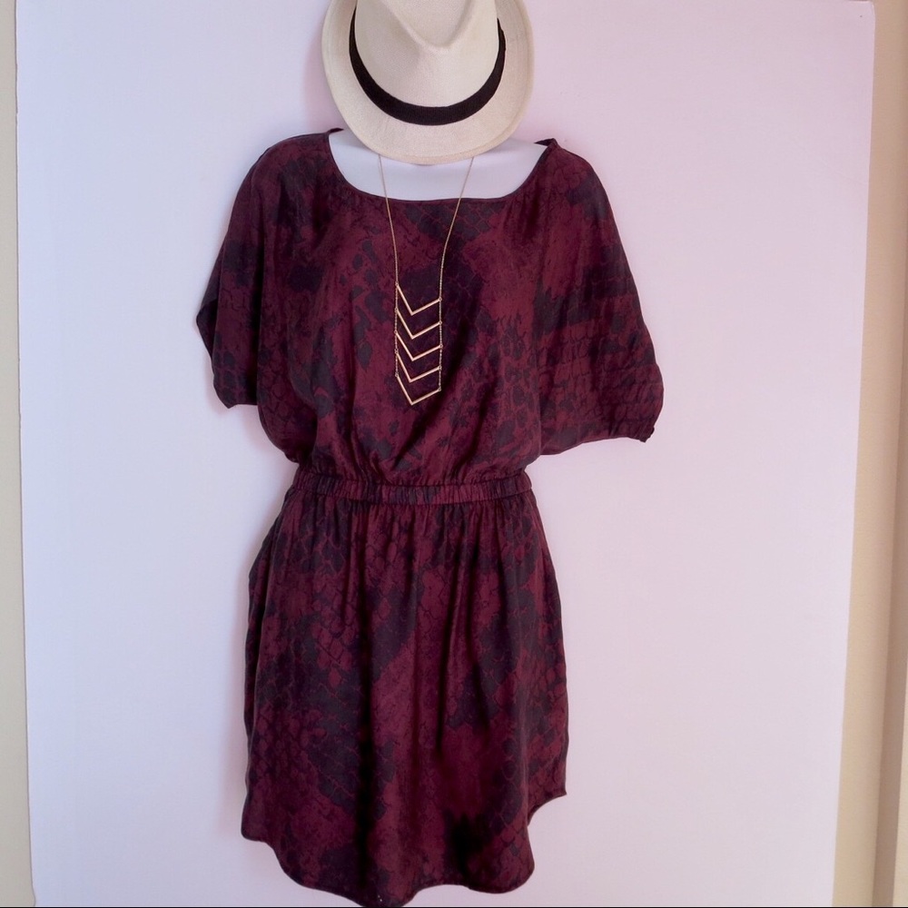 Express Silky Blouson Dress with Pockets