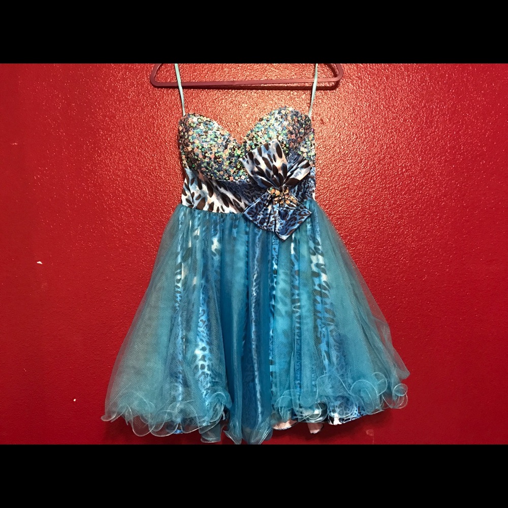 Strapless Blue Party Dress