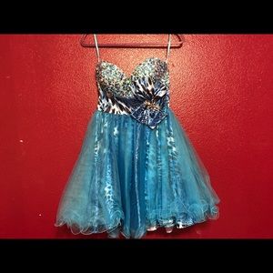 Strapless Blue Party Dress